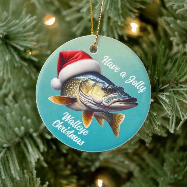 "Have a Jolly Walleye Christmas" Ceramic Ornament (Tree)