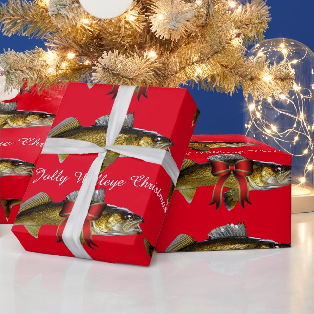 "Have a Jolly Walleye Christmas"  Wrapping Paper (Holidays)