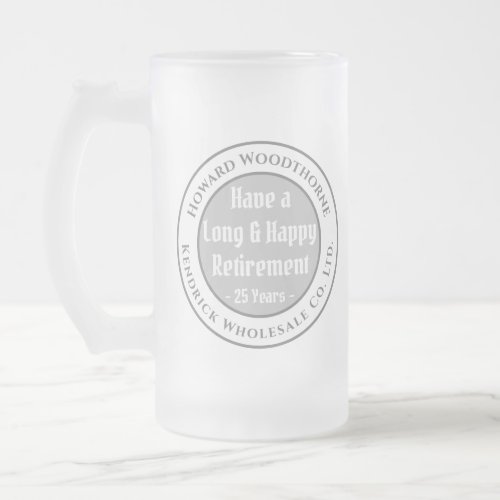Have a Long and Happy Retirement Frosted Glass Bee Frosted Glass Beer Mug