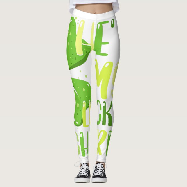 Have A Lucky Day Rainbow Lucky Charm Kids St Patri Leggings (Front)