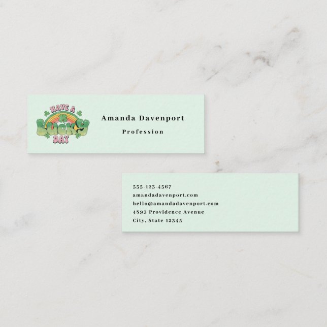 Have a Lucky Day Retro St. Patrick's Day Mini Business Card (Front/Back)
