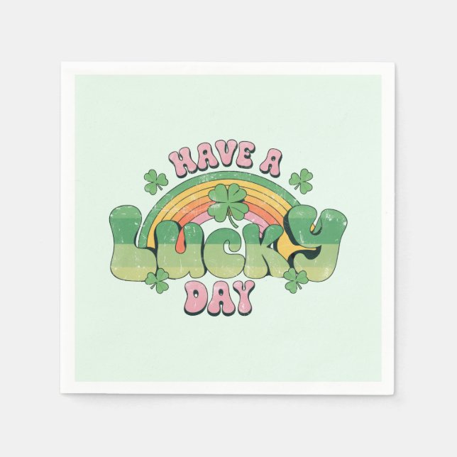 Have a Lucky Day Retro St. Patrick's Day Napkins (Front)