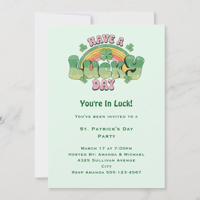 Have a Lucky Day Retro Style St. Patrick's Day Invitation (Front)