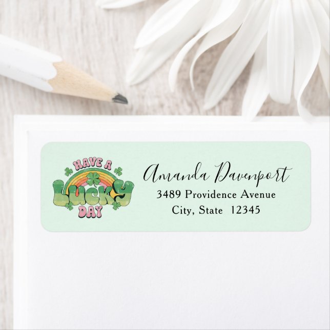 Have a Lucky Day Retro Typography Address Label (Insitu)