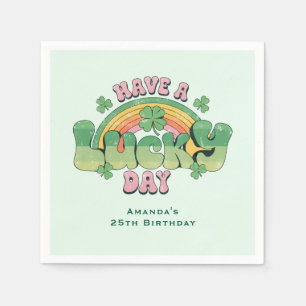 Have a Lucky Day Retro Typography Birthday Napkins