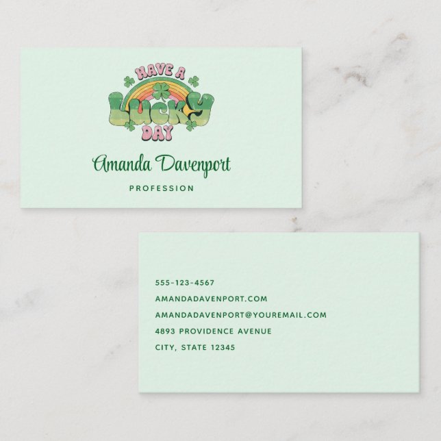 Have a Lucky Day Retro Typography Business Card (Front/Back)
