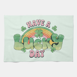 Have a Lucky Day Retro Typography Kitchen Towel