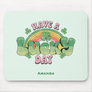 Have a Lucky Day Retro Typography Mouse Pad