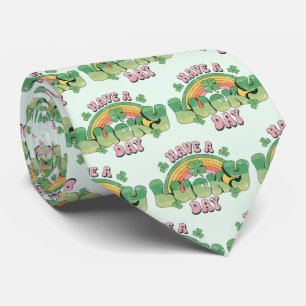 Have a Lucky Day Retro Typography Pattern Neck Tie