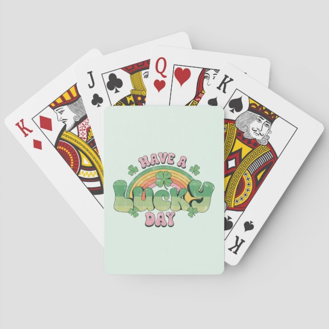 Have a Lucky Day Retro Typography Poker Cards (Back)
