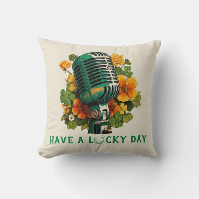 Have a Lucky Day – St. Patrick’s Music Art Throw Pillow (Front)