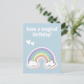 Have a Magical Birthday, Cute Kids Unicorn Rainbow Postcard
