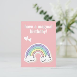 Have a Magical Birthday, Cute Kids Unicorn Rainbow Postcard