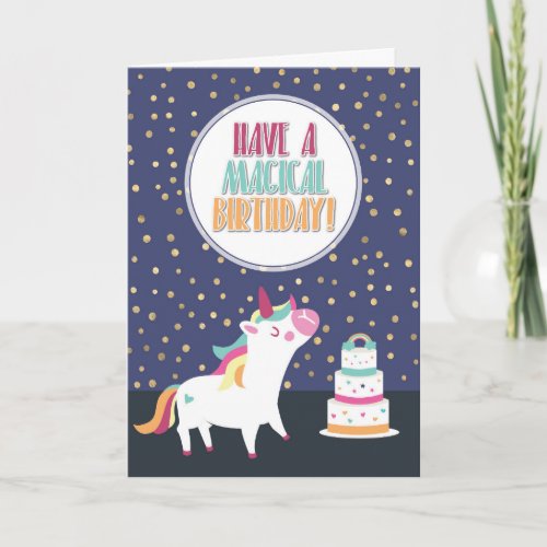 Have a magical birthday rainbow unicorn confetti card