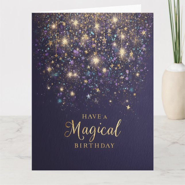"Have a Magical Birthday" with Glitter and Stars Card (Front)