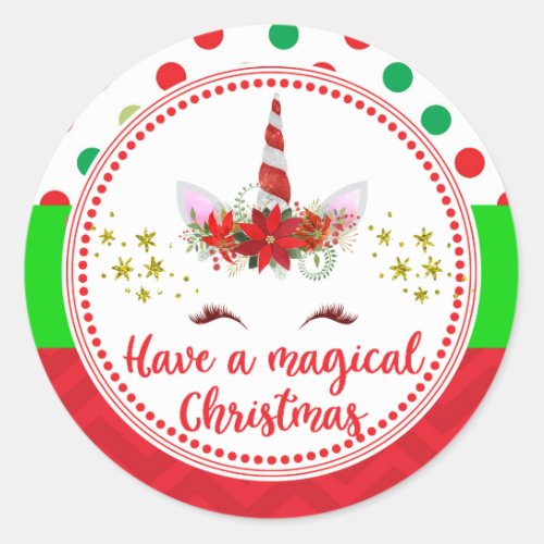 Have a Magical Christmas Holiday Card Circle Classic Round Sticker