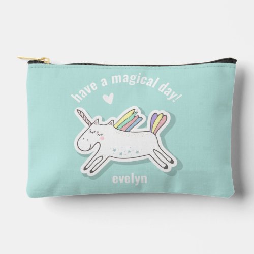 Have a Magical Day Cute Unicorn Kids  Accessory Pouch