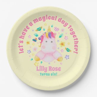 Have a Magical Day Cute Unicorn Kids Birthday Paper Plates
