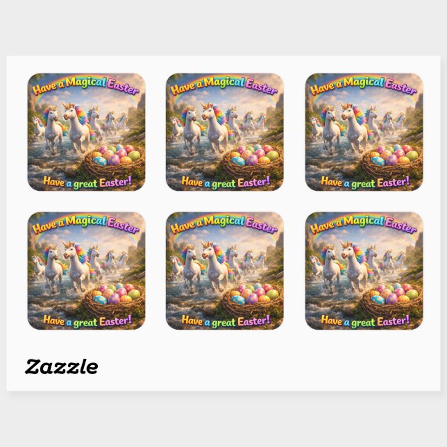 Have a magical Easter enchanted unicorns and Easte Square Sticker (Sheet)