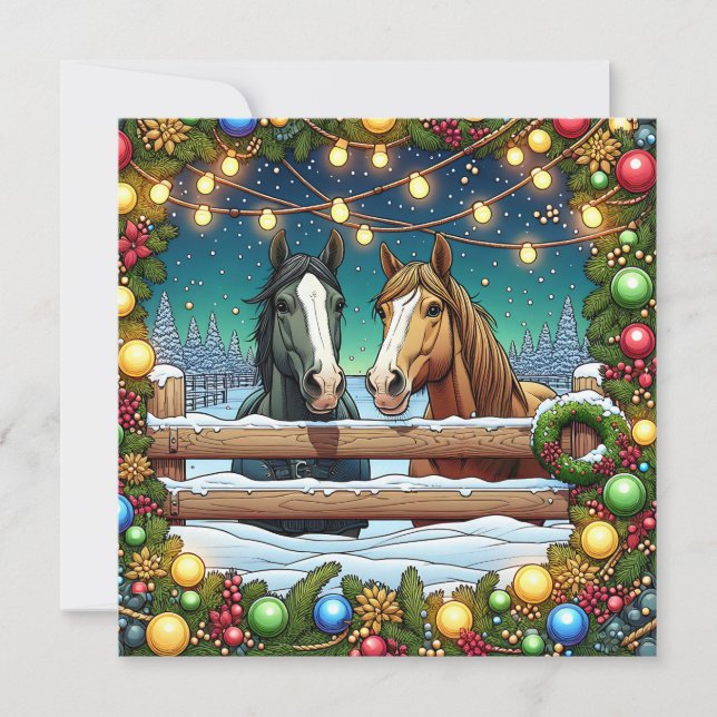 Have a Mare-y Christmas | Horse Pun Personalized Card (Front)