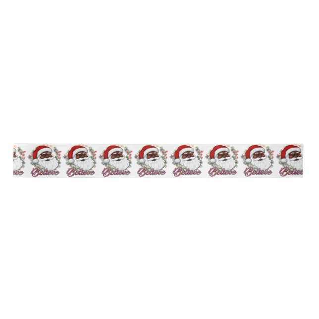 Have A Melanin Christmas Black Santa Claus Satin Ribbon (Front)