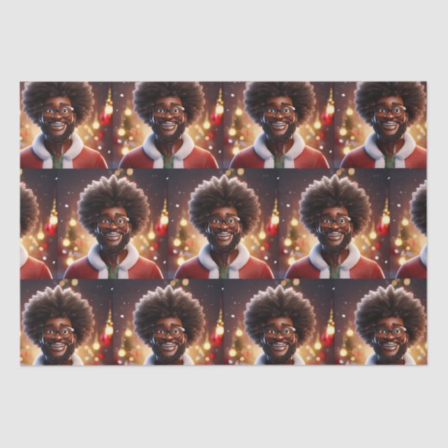 Have A Melanin Christmas Black Santa Claus Tissue Paper (Front)
