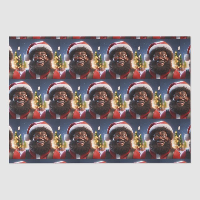 Have A Melanin Christmas Black Santa Claus Tissue Paper (Front)