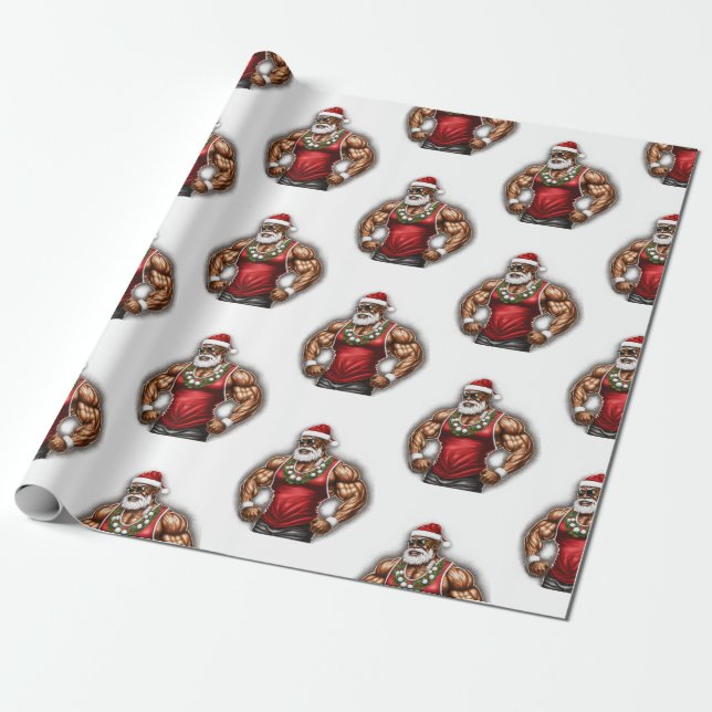 Have A Melanin Christmas Black Santa Claus Wrapping Paper (Unrolled)