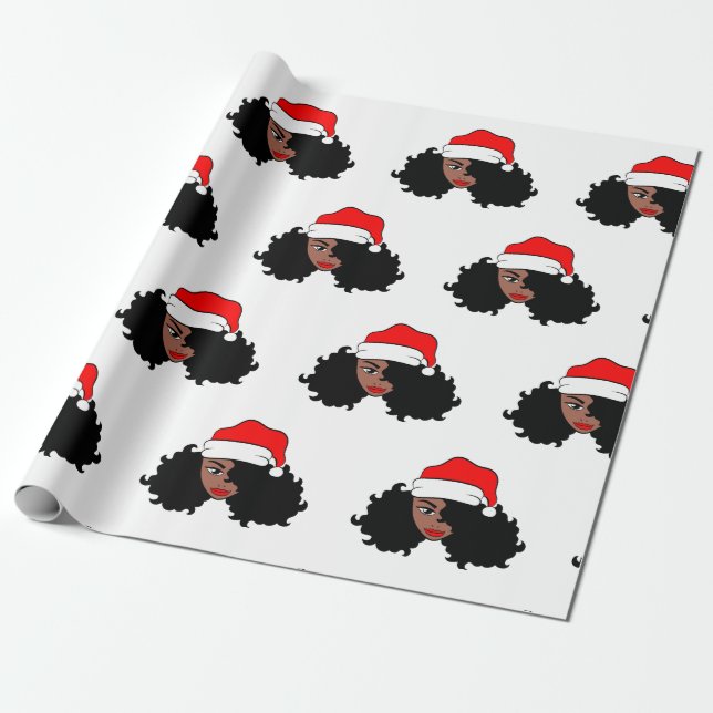 Have A Melanin Christmas Black Santa Claus Wrapping Paper (Unrolled)