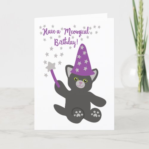 Have a Meowgical Birthday Cute Cat Wizard Card