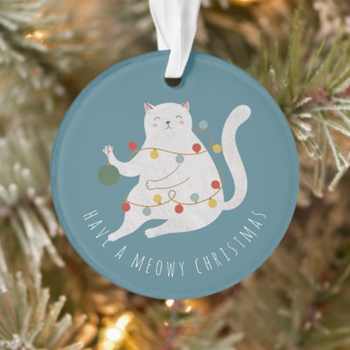 Have a Meowy Christmas Fairy Lights Cat Ornament