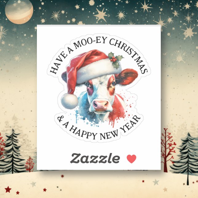 Have a Merry Christmas | Funny Cow in Santa Hat Sticker (Creator Uploaded)