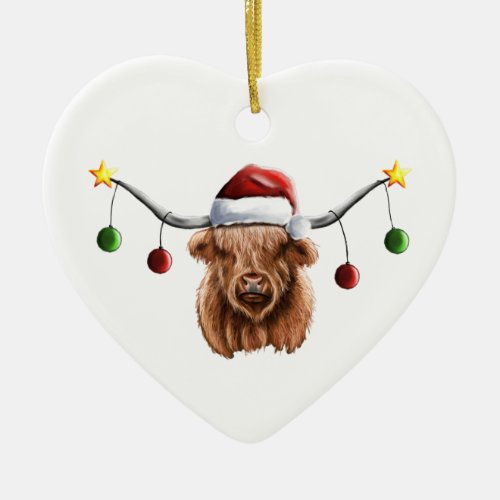 Have a Merry Hielan Coo Christmas Ceramic Ornament