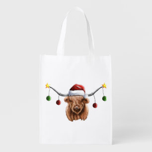 Have a Merry Hielan Coo Christmas Grocery Bag