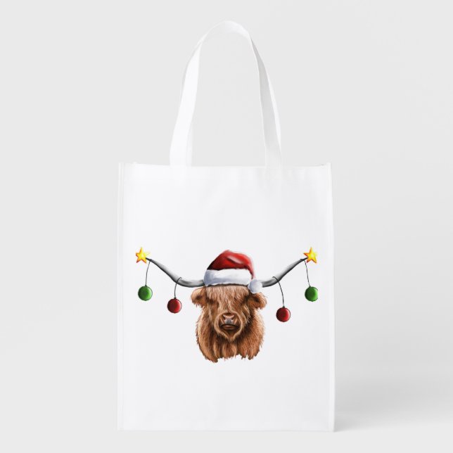 Have a Merry Hielan Coo Christmas  Grocery Bag (Front)