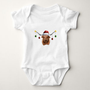 Have a Merry Hielan Coo Christmas Key Ring Baby Bodysuit