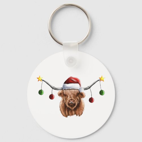 Have a Merry Hielan Coo Christmas Keychain