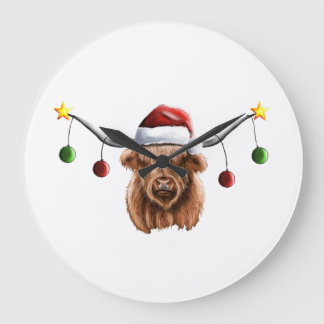 Have a Merry Hielan Coo Christmas Large Clock