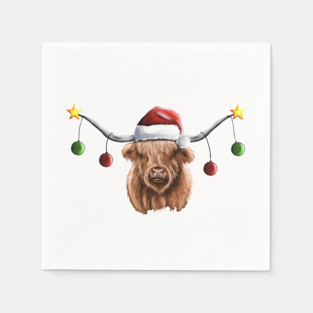 Have a Merry Hielan Coo Christmas Napkins (Front)