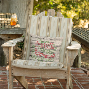 Have A Merry Little Christmas On Faux Wood Planks Outdoor Pillow