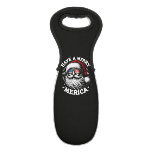 Have A Merry Merica Patriotic Santa Claus Wine Bag