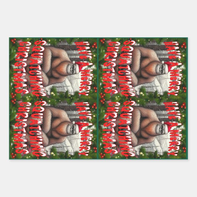 Have a Merry Squatching Christmas Wrapping Paper Sheets (Front)