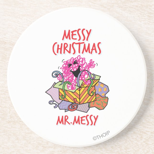 Have A Messy Christmas Sandstone Coaster (Front)