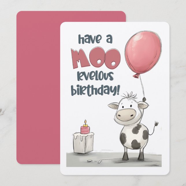 Have a MOO-rvelous Birthday! | A Cow-mazing Day Invitation (Front/Back)