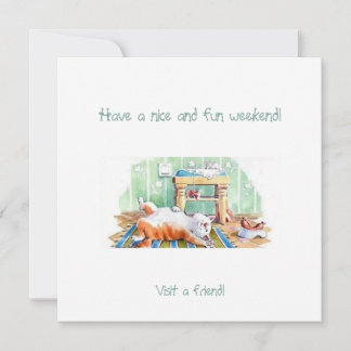 Have a nice and fun weekend!A cat and a mouse. Holiday Card