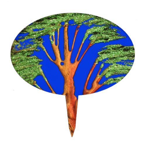 Have a Nice Day African  ECO Blue Sky Acacia Tree  Cake Topper