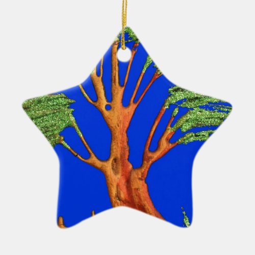 Have a Nice Day African  ECO Blue Sky Acacia Tree  Ceramic Ornament