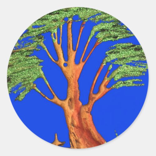 Have a Nice Day African  ECO Blue Sky Acacia Tree  Classic Round Sticker