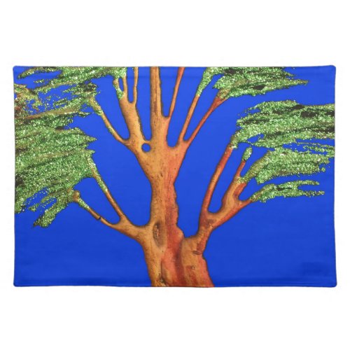 Have a Nice Day African  ECO Blue Sky Acacia Tree  Cloth Placemat