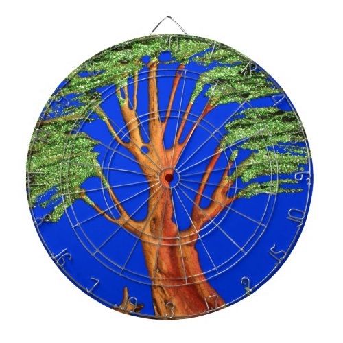 Have a Nice Day African  ECO Blue Sky Acacia Tree  Dartboard With Darts